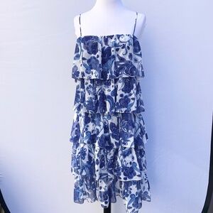 CAROLINE CONTRAS Floral Ruffled Dress Size L